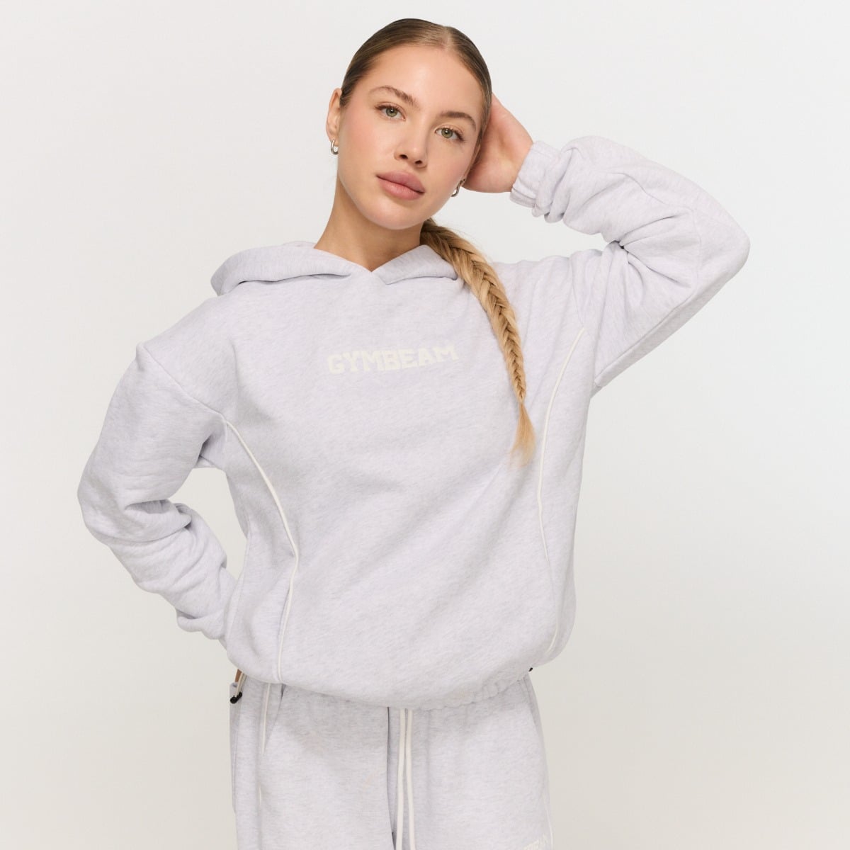 Ženski pulover s kapuco Varsity Grey - GymBeam
