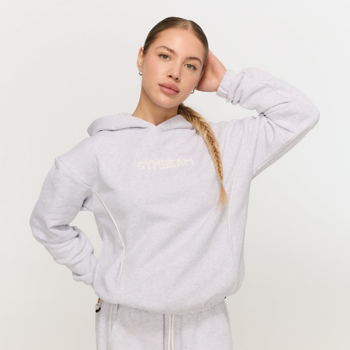 Ženski pulover s kapuco Varsity Grey - GymBeam