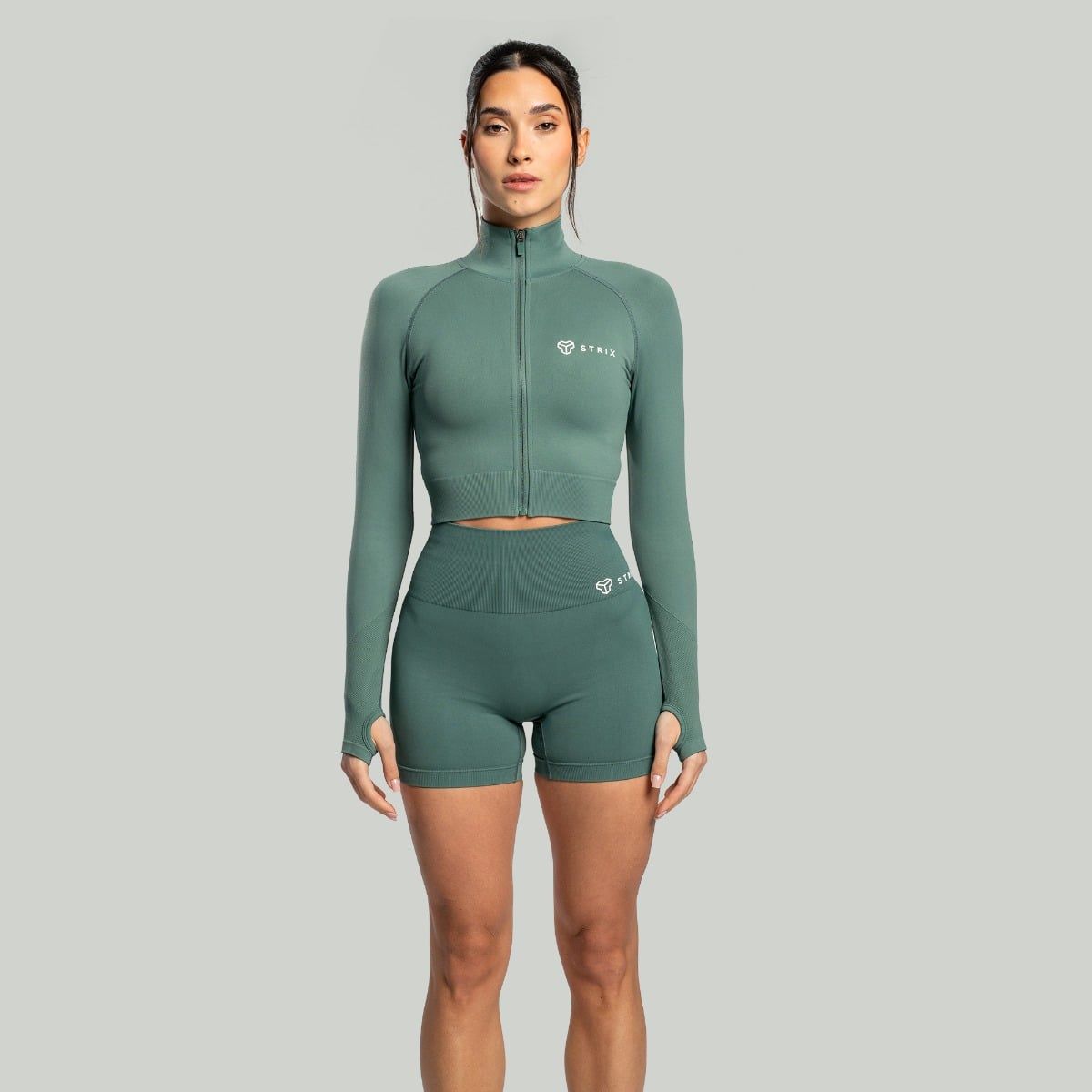 STRIX Ženski cropped top Seamless Moss - Velikost: S | Barva: zelená | Teža: 0,24996 g | Pakiranje: 60 · záber 6