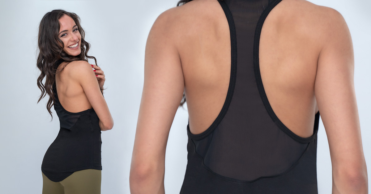 Ženska majica brez rokavov Mesh Black - GymBeam