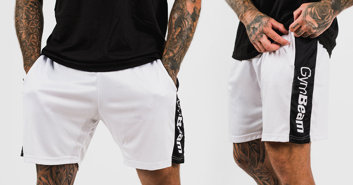 Moške kratke hlače Vertical White - GymBeam