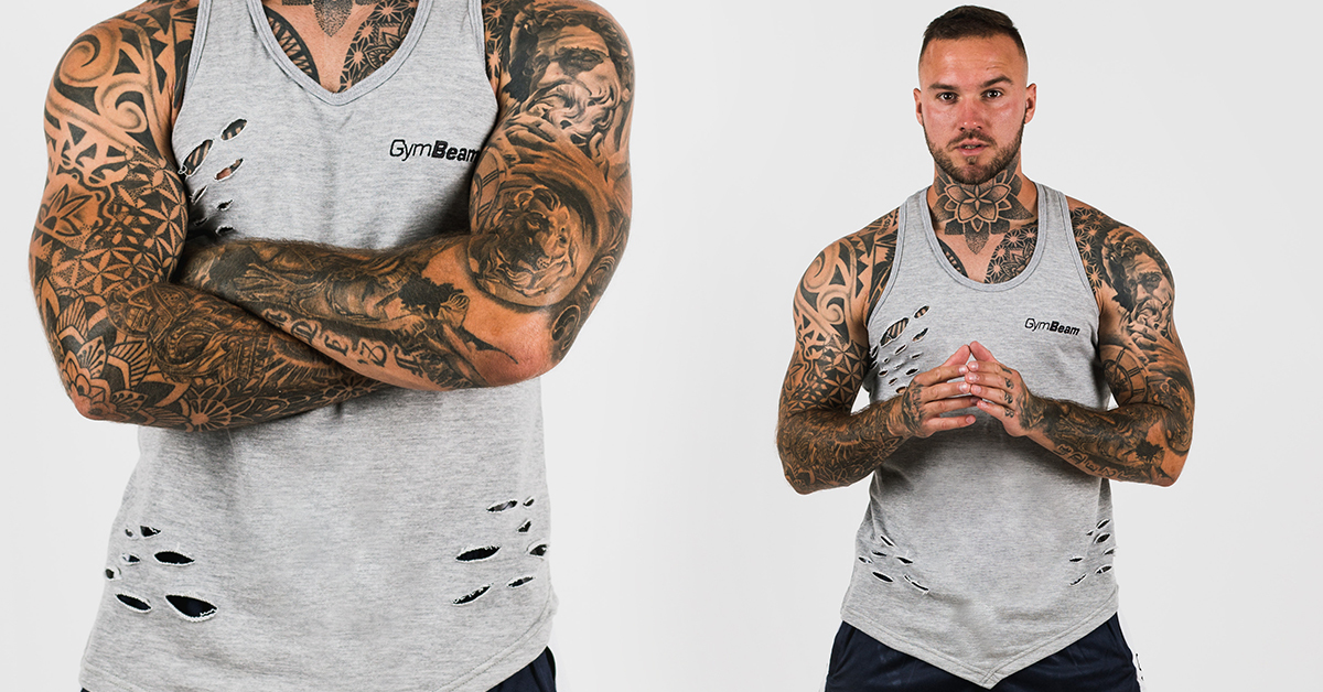 Moška spodnja majica Ripped Tank Top Grey - gymbeam