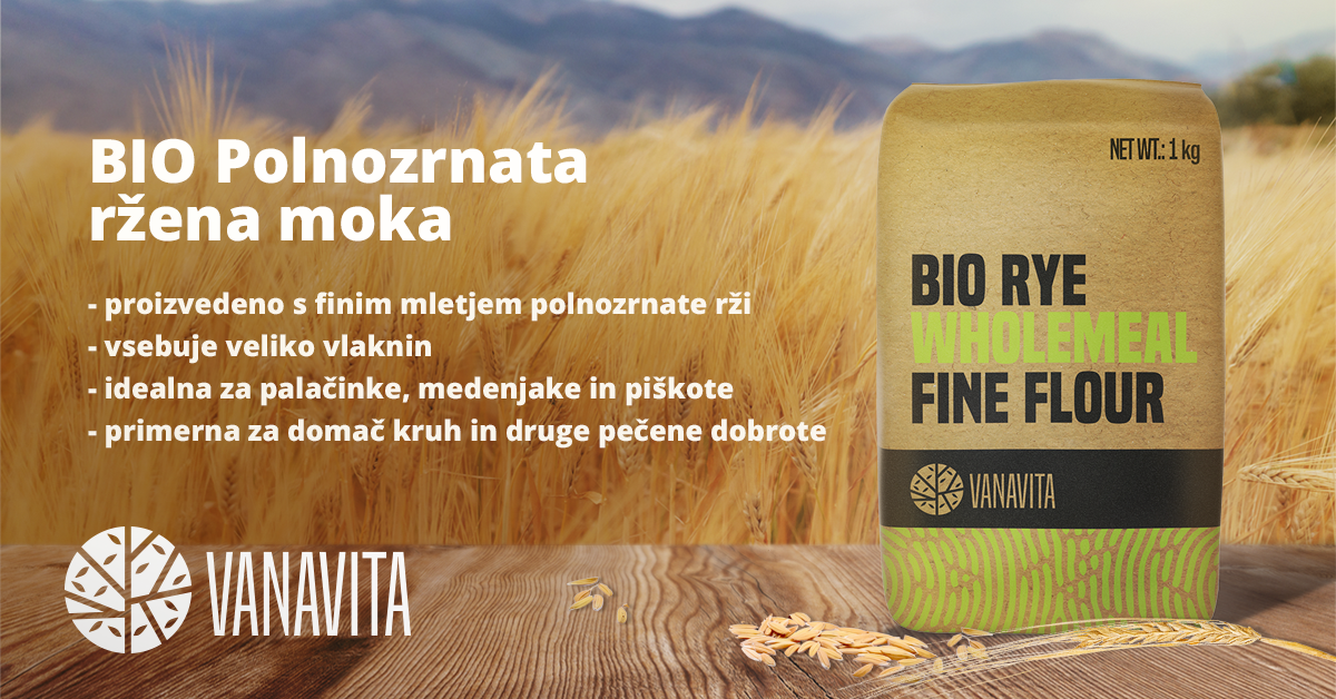 BIO Fina polnozrnata ržena moka - Vanavita