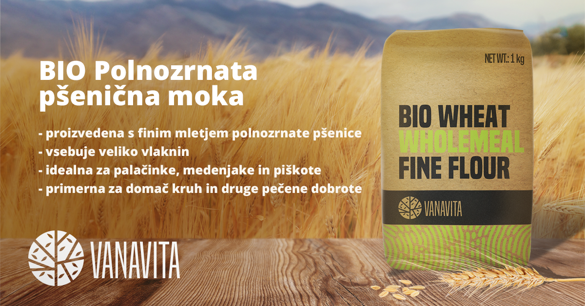 BIO Fina polnozrnata pšenična moka - VanaVita