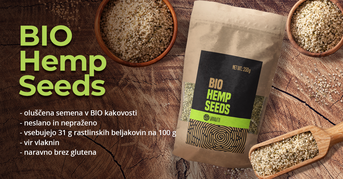 BIO Konopljina semena - olupljena - VanaVita